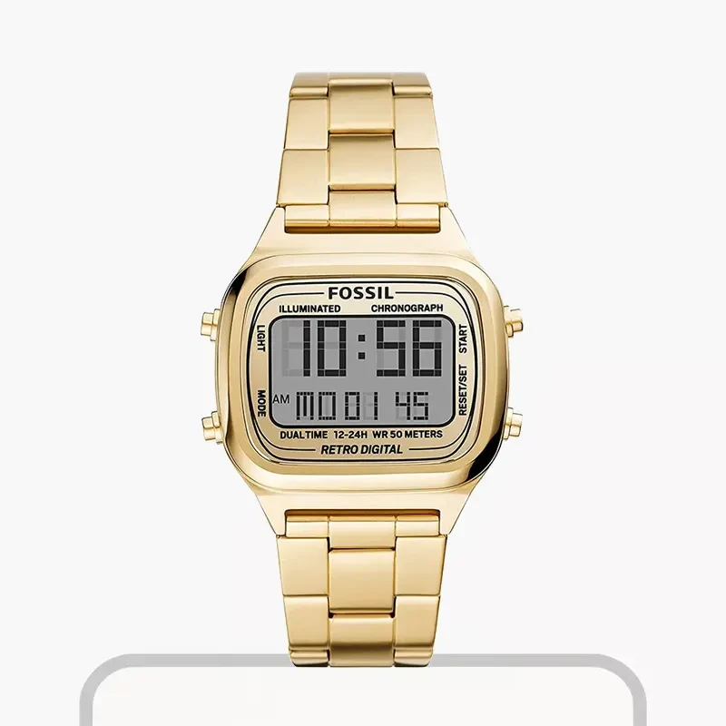 Fossil Retro Digital Gold-Tone Stainless Steel Men's Watch | FS5843